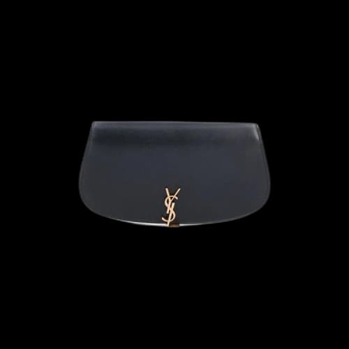 Saint Laurent Logo Plaque Foldover Top Shoulder Bag 'Black'