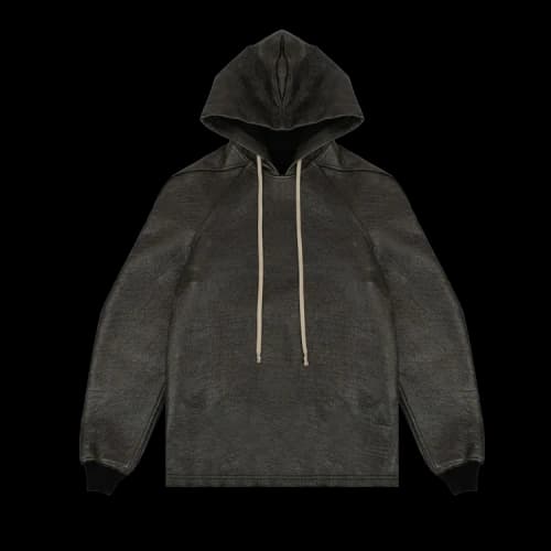 Rick Owens Metallic Jumbo Hooded Sweatshirt 'Black'