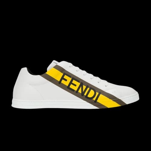 Fendi Leather Sneaker 'Fendi Logo - White Yellow'