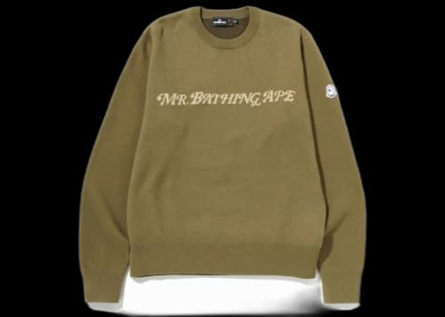 BAPE Golf Mr.Bathing Ape Crewneck Knit Olive Drab