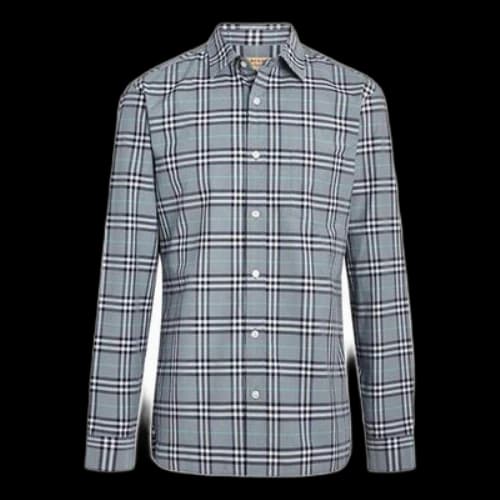 Burberry Plaid Long Sleeves Shirt Blue Gray