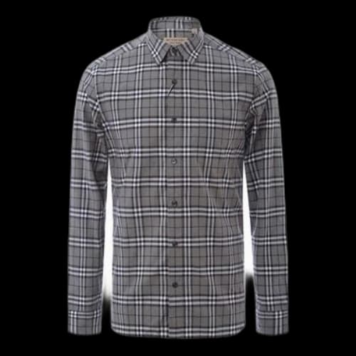 Burberry Plaid Casual Long Sleeves Shirt Gray