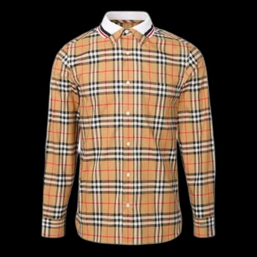 Burberry Splicing Plaid Long Sleeves Shirt Beige