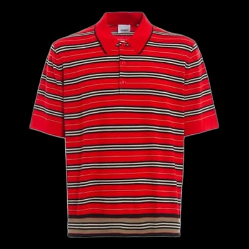 Burberry FW21 Stripe Wool Knit Polo Male Red