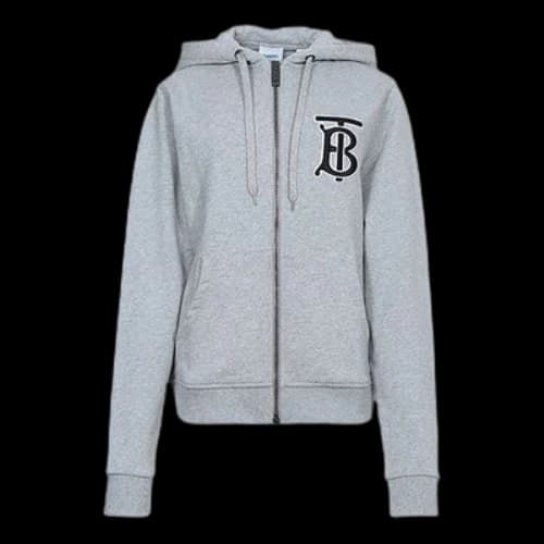 Burberry Chest Bag EmbroideryLogo Zipper Hoodie Grey (Women's)