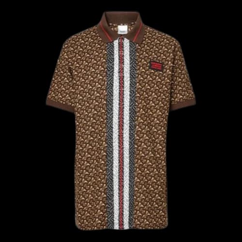 Burberry Logo Stripe Printing Loose Short Sleeve Polo Shirt Brown