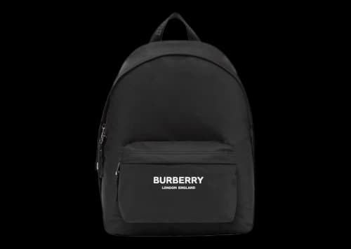Burberry Logo Print Nylon Backpack Black