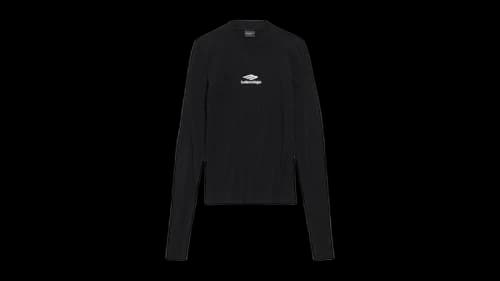 Balenciaga Women's 3B Sports Icon Long Sleeve Fitted Crewneck Top Black/White