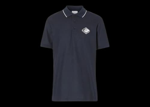 Burberry Logo Graphic Pique Polo Navy