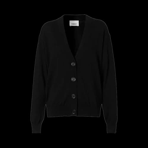 Burberry Vintage Check Elbow Patch Dornoch Merino Wool Cardigan Black