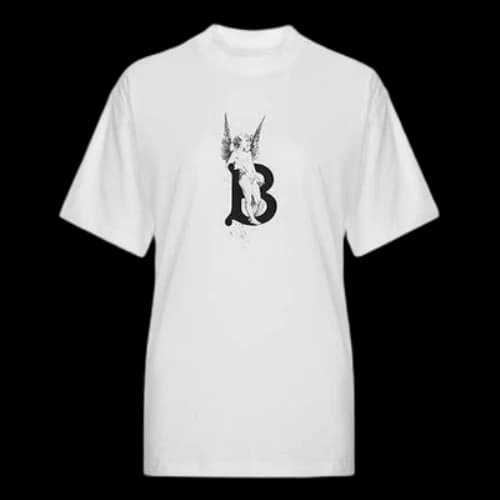 Burberry Cherub Print Cotton Oversized Printing Short Sleeve White