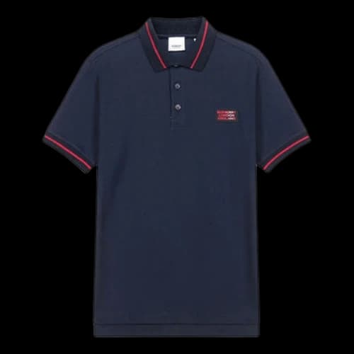 Burberry Cotton Short Sleeve Polo Shirt Navy Blue