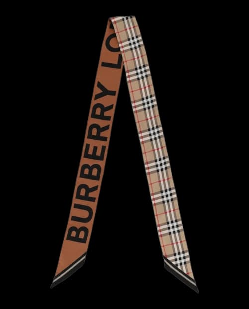Burberry House Check Patterned Silk Scarf Beige