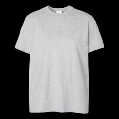 Burberry Monogram Motif Embroidered Logo Cotton Short Sleeve Gray