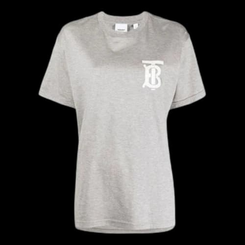 Burberry SS21 Cotton Round Neck Logo Short Sleeve Gray