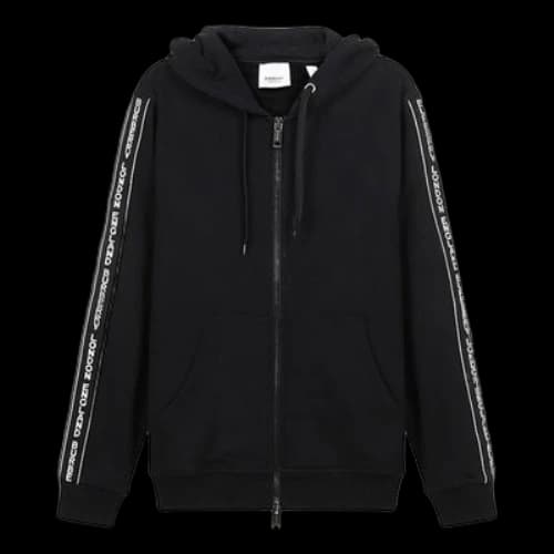 Burberry FW20 Logo Cotton hooded Zipper Sports Tops Black