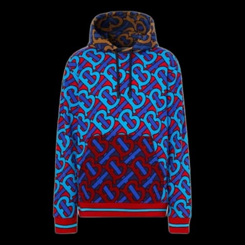 Burberry Colorblock Alphabet Printing Hoodie Blue