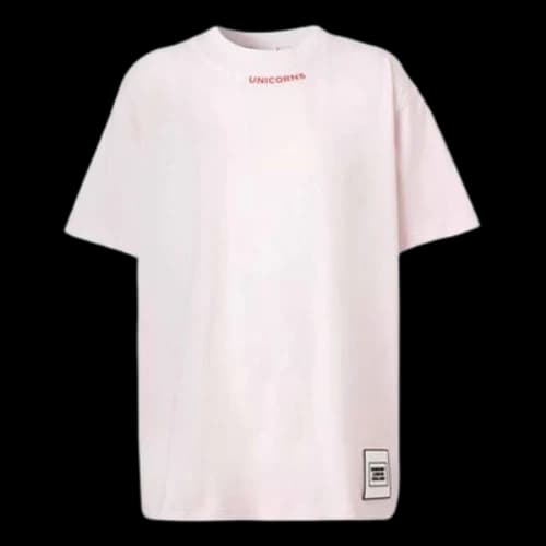 Burberry Quote Print Cotton Oversized Collar Alphabet Slogan Short Sleeve Pink