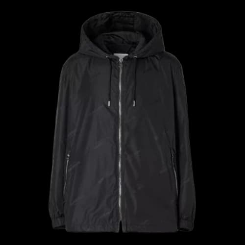 Burberry Logo Jacquard Econyl Hooded Jacket Black