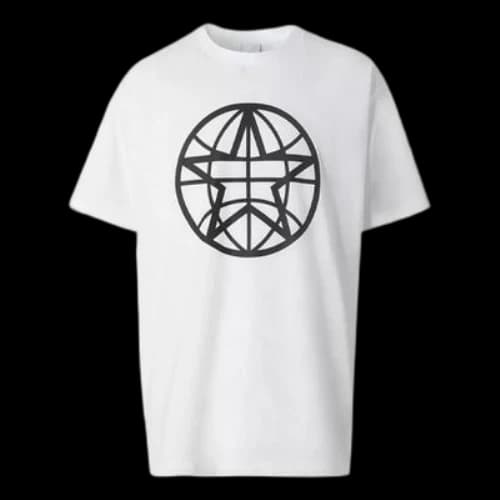 Burberry Pattern Printing Cotton Round Neck Short Sleeve White