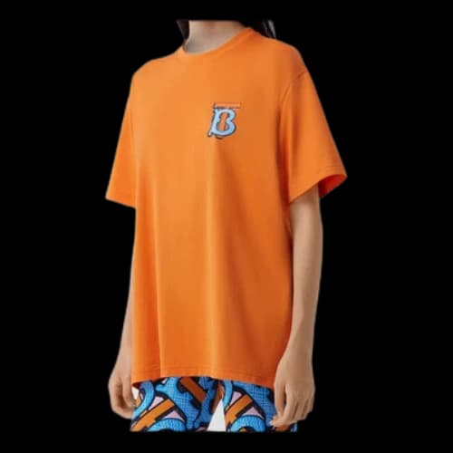 Burberry Monogram Motif Cotton Loose Short Sleeve Unisex Orange