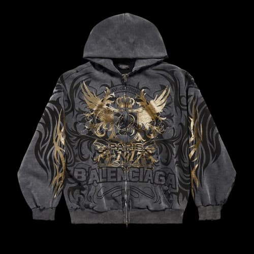 Balenciaga Zip-Up Hoodie 'Super Faded Wash Blk'