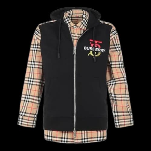 Burberry SS21 Plaid Letter Printing Coat Male Black