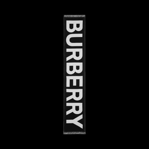 Burberry Logo Wool Jacquard Scarf Black