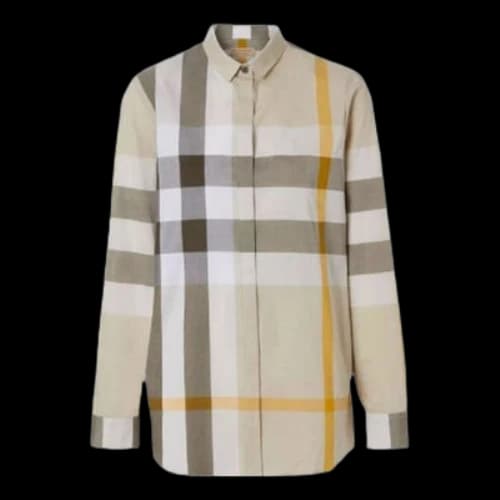 Burberry Plaid Long Sleeves Shirt Khaki