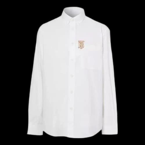 Burberry Pattern Elastic Shirt Male White