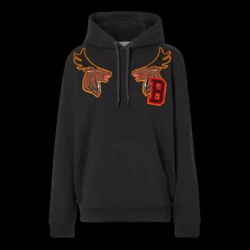 Burberry Preppy Style Animal Letter Pattern Male Black