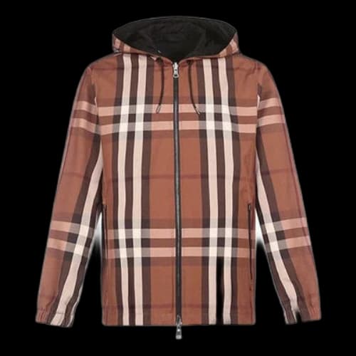 Burberry Double Sided Plaid Cotton Hooded Jacket Brown