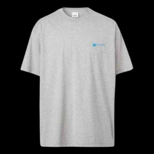 Burberry Slogan Printing Cotton Loose Short Sleeve Gray