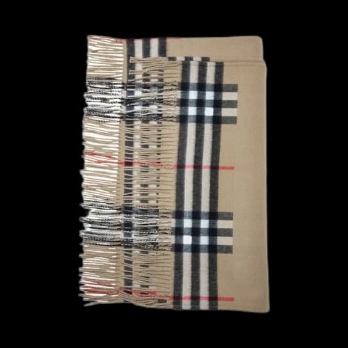Burberry Fringed Check Cape 'Archive Beige'