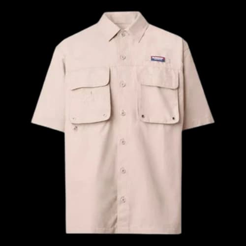 Burberry Logo Cotton Multiple Pockets Short Sleeve Shirt Khaki