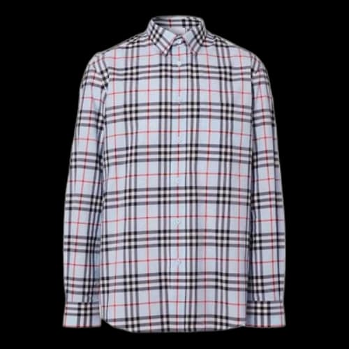 Burberry Inlaid Vintage Check Long Sleeve Shirt Male Blue