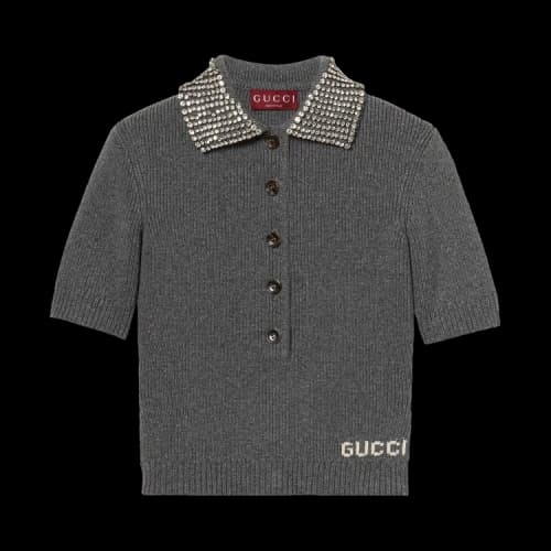 Gucci Rib Wool Polo Top 'Charcoal Grey'