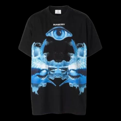 Burberry Shark Printing Cotton Loose Short Sleeve Black