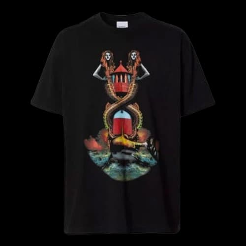 Burberry SS21 Printing Cotton Loose Short Sleeve Black