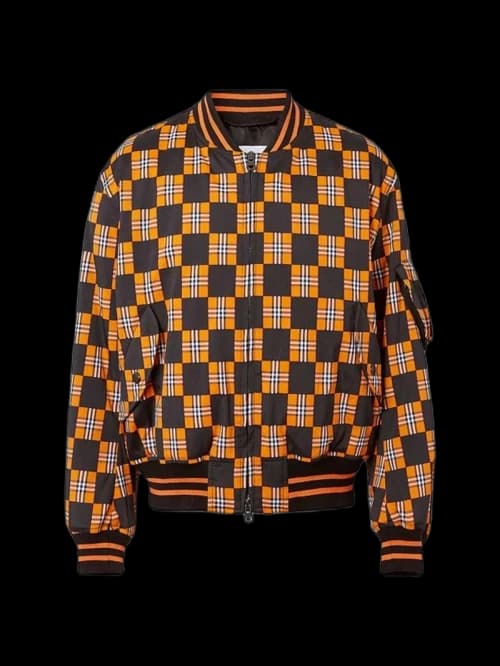 Burberry Brookland Checkerboard Bomber Jacket Orange/Black