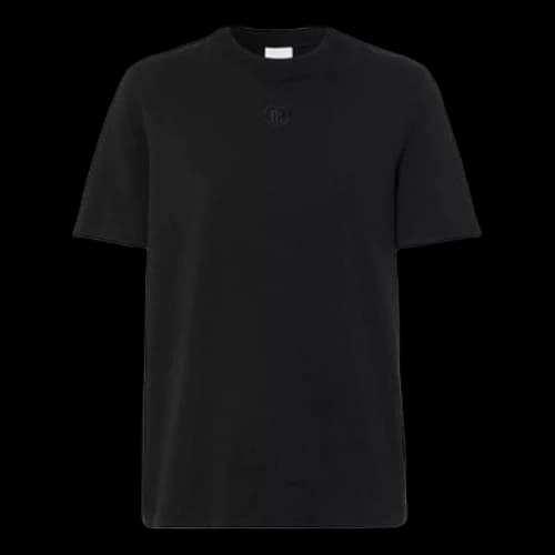 Burberry Logo Embroidered Pattern Cotton Short Sleeve Black