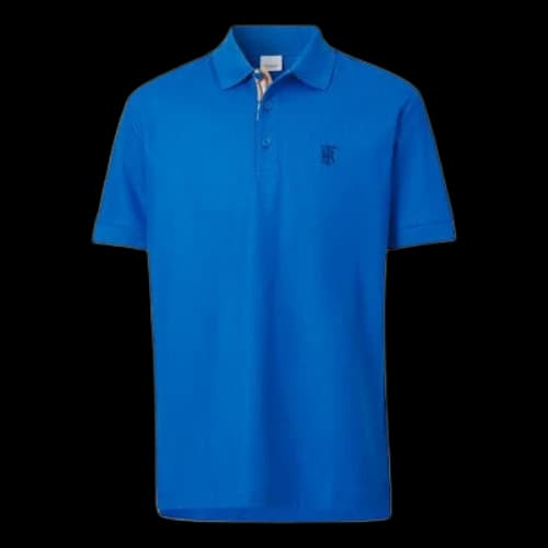 Burberry Pattern Mesh Cotton Short Sleeve Polo Shirt Blue