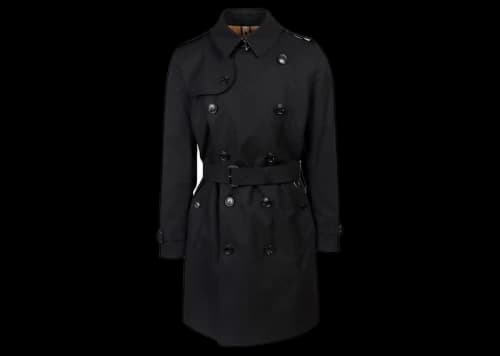 Burberry Traditional Check Lining Cotton Trench Coat Black