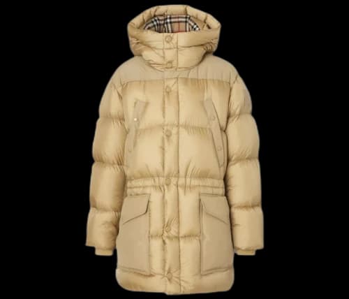 Burberry Logo Applique Nylon Puffer Coat Honey