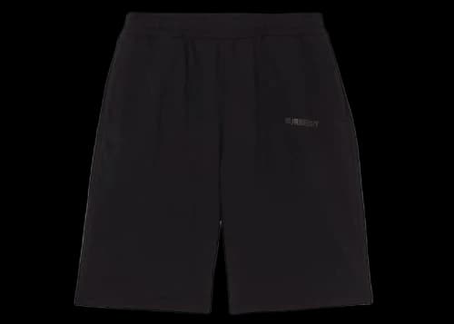 Burberry Logo Print Stretch Cotton Shorts Black