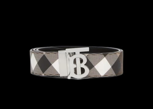 Burberry Reversible Monogram Motif Check Belt Dark Birch Brown