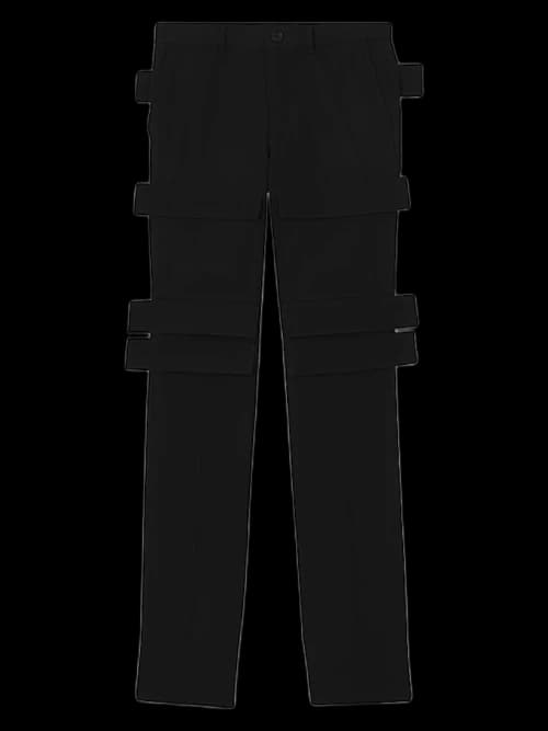 Burberry Panel Detail Grain de Poudre Wool Cargo Trousers Black