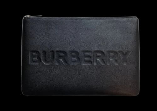 Burberry Embossed Leather Pouch Black