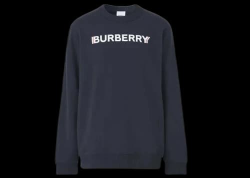 Burberry Logo Print Cotton Sweatshirt Navy