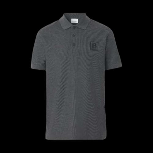Burberry Letter Graphic Cotton Pique Polo Shirt Dark Grey